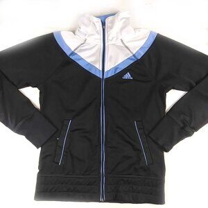 Adidas Zip Up Running Athleisure Jacket Black Blue White Size Small